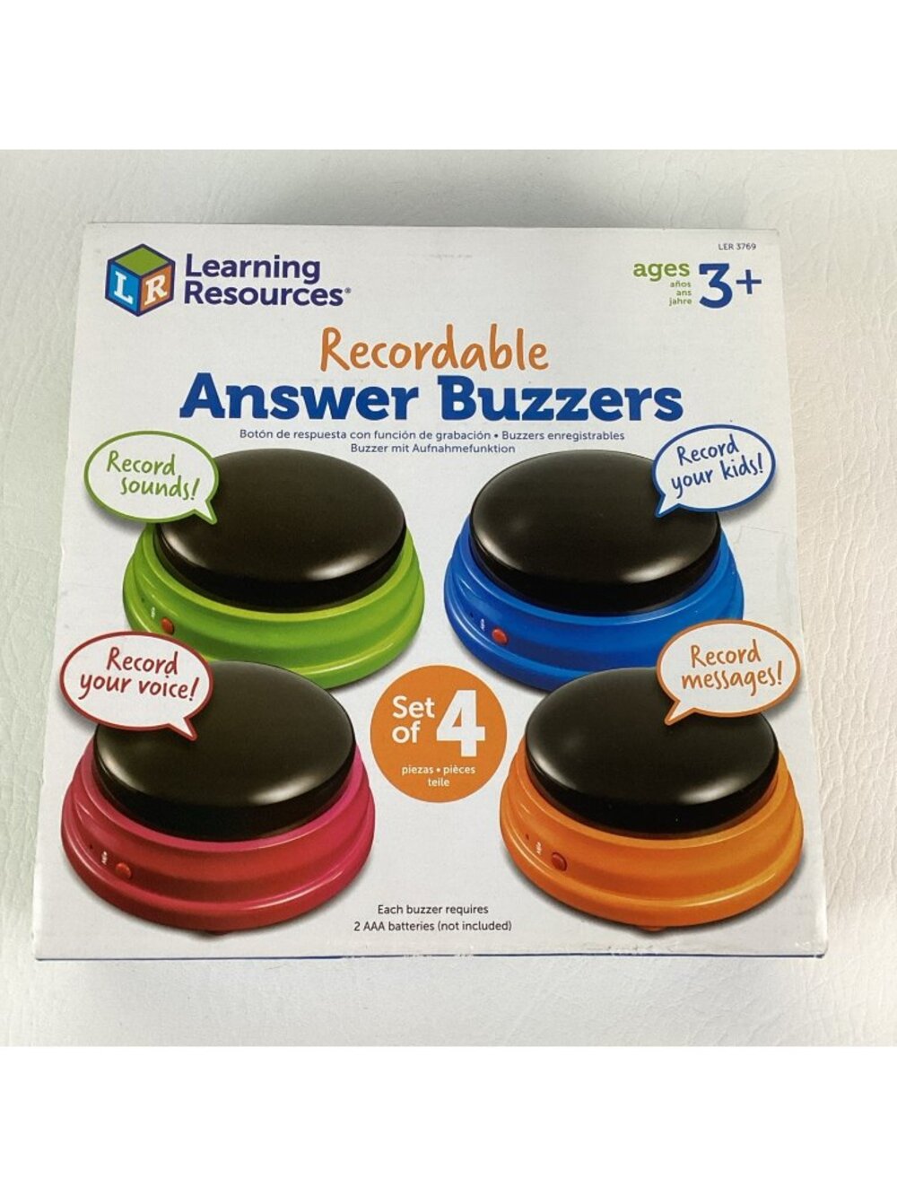 Learning Resources Recordable Answer Buzzers Custom Buttons Color Base Set